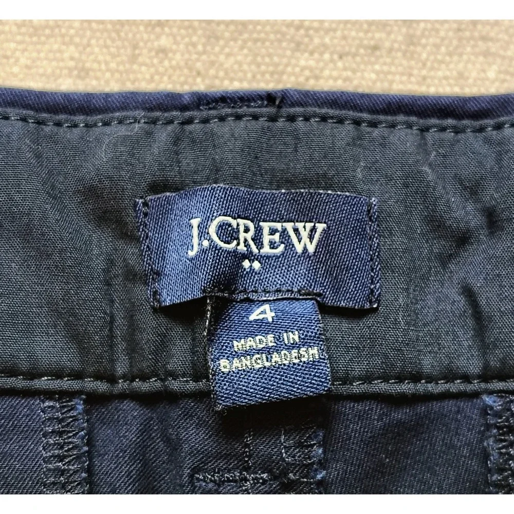 J.Crew‎ Womens Chino Shorts Navy Blue Size 4 Mid Rise Stretch Casual Summer 18